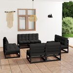 vidaXL Salon de jardin 8 Pièces avec coussins Bois de pin massif