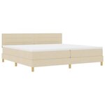 vidaXL Lit à ressort LED avec bandes LED Crème 200 x 200 cm tissu