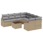 vidaXL Ensemble de canapé de jardin 9 pièces avec coussins beige en rotin