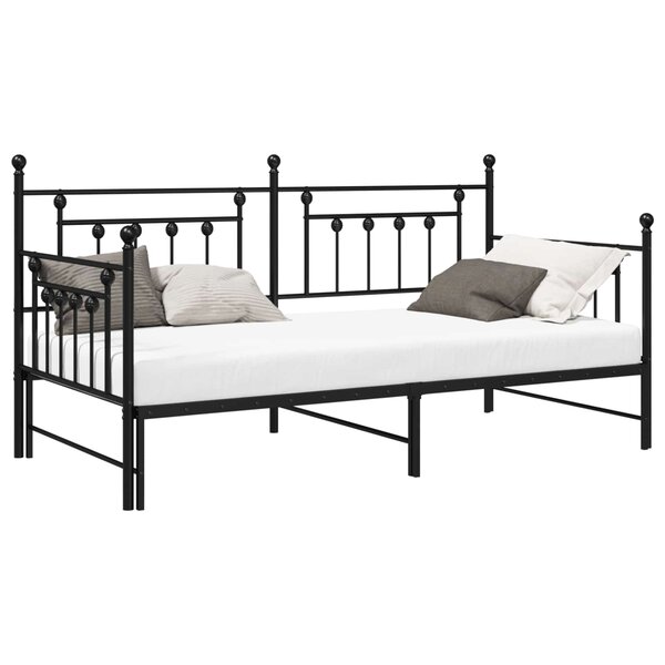 vidaXL Cadre de lit de jour Noir 90 x 190 cm Acier
