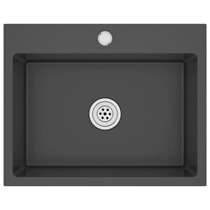 vidaXL Évier de cuisine fait main Noir Acier inoxydable