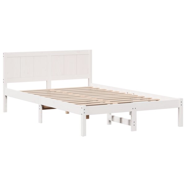 vidaXL Cadre de lit blanc Blanc Bois de pin massif 140 x 190 cm Durable