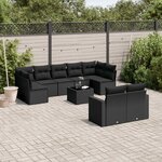 vidaXL Salon de jardin 10 Pièces avec coussins noir résine tressée