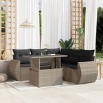 vidaXL Salon de jardin 6 Pièces avec coussins gris clair résine tressée