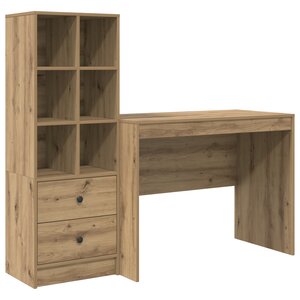 vidaXL Bureau avec Rangement en Chêne Artisanal Bois d'Ingénierie