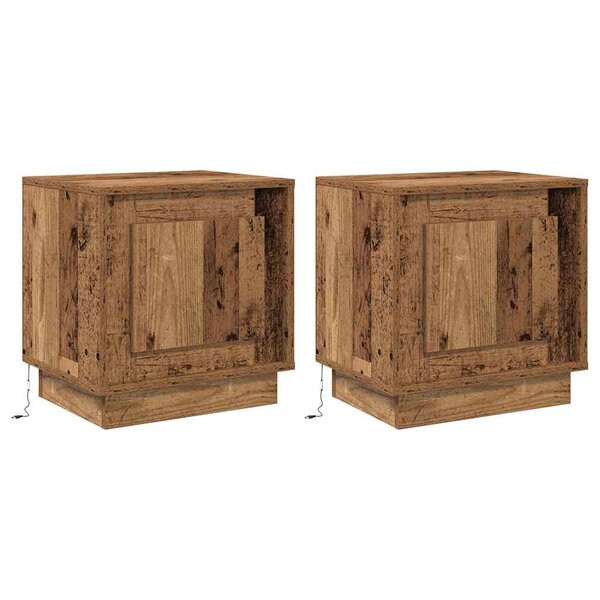 vidaXL Cabinet de chevet 2 Pièces Bois ancien 44 x 34 5 x 45 cm