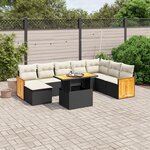 vidaXL Salon de jardin 9 Pièces avec coussins noir résine tressée