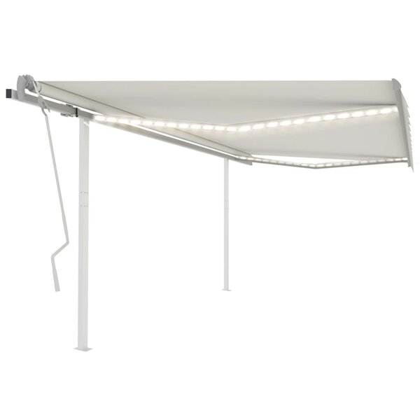 vidaXL Auvent manuel rétractable avec LED 4 5x3 5 m Crème