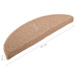 vidaXL Tapis de marches d'escalier 15 Pièces Marron clair 65x21x4 cm