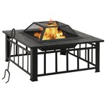 vidaXL Foyer avec tisonnier 79x79x46 5 cm XXL acier
