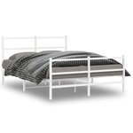 vidaXL Cadre de lit métal sans matelas et pied de lit blanc 140x190 cm