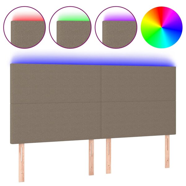 vidaXL Tête de lit à LED Taupe 180x5x118/128 cm Tissu