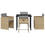 vidaXL Ensemble de salle à manger de jardin 5 pièces avec coussins Beige Poly Rattan