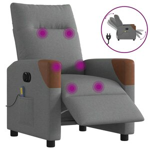 vidaXL Fauteuil inclinable de massage électrique gris foncé tissu
