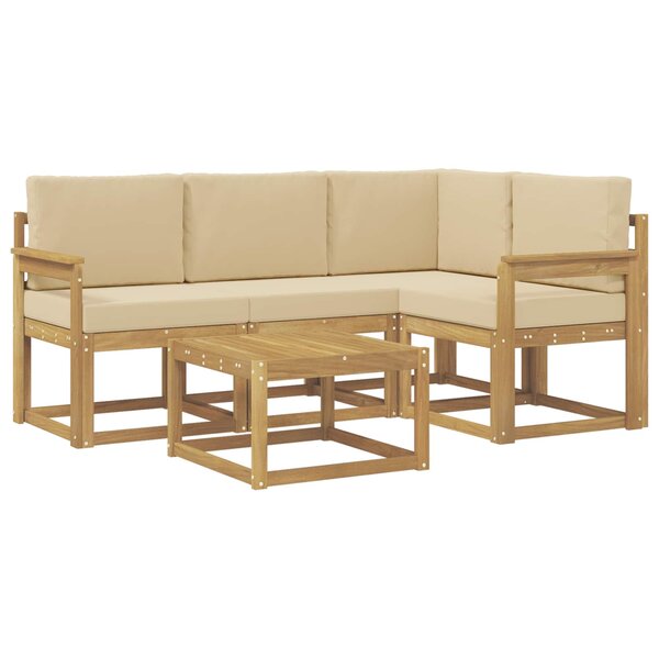 vidaXL Ensemble de canapés d'extérieur 5 pc Blanc et Beige