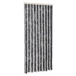 vidaXL Rideau anti-mouches gris et noir 90x200 cm chenille