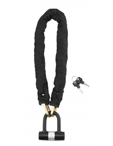 THIRARD - Chaîne acier gainé nylon Loops  vélo  moto  barrières  0.9m  noir  cadenas  2 clés - THIRARD