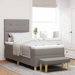 vidaXL Lit à ressorts avec coussin Taupe 200 x 100 cm tissu