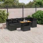 vidaXL Salon de jardin 8 Pièces avec coussins noir résine tressée