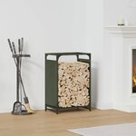vidaXL Portant de bois chauffage vert olive 44x28x65 cm