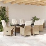 vidaXL Ensemble de salle à manger pour jardin 7 Pièces Beige polyrotin