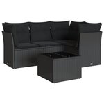 vidaXL Salon de jardin 5 Pièces avec coussins noir résine tressée