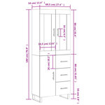 vidaXL Buffet haut Blanc 69 5x34x180 cm Bois d'ingénierie