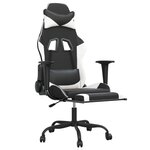 vidaXL Chaise de jeu avec repose-pied Noir et blanc Similicuir