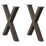vidaXL Pieds de table à manger en forme de X  2 pièces  acier naturel  80 x (72-73) cm