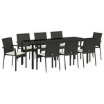 vidaXL Ensemble de salle à manger pour jardin 9 Pièces Noir polyrotin