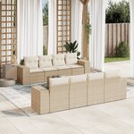 vidaXL Salon de jardin avec coussins 9 Pièces beige résine tressée