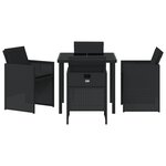 vidaXL Ensemble de Dîner de Jardin Ensemble de 2 Noir Acier  Rattan