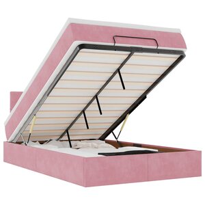 vidaXL Lit ottoman avec matelas et LED rose 120x190 cm velours