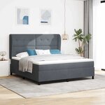 vidaXL Lit à ressorts avec matelas Gris foncé 200 x 180 cm Velours