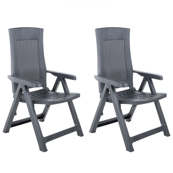 vidaXL Chaises inclinables de jardin lot de 2 Plastique Anthracite