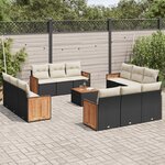 vidaXL Salon de jardin avec coussins 13 Pièces noir résine tressée