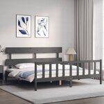 vidaXL Cadre de lit sans matelas gris 200x200 cm bois massif de pin