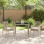 vidaXL Ensemble de jardin 3 pièces avec coussins beige en poly rotin