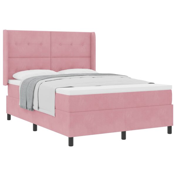 vidaXL Lit à ressorts avec matelas Rose 140 x 190 cm Velours