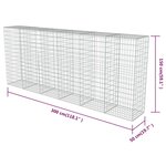 vidaXL Mur en gabion avec couvercles Acier galvanisé 300 x 50 x 150 cm
