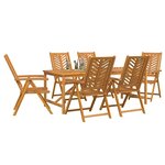 vidaXL Ensemble de salle à manger pour jardin 7 Pièces Marron