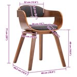 vidaXL Chaise de salle à manger Gris foncé Tissu et bois courbé