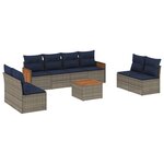vidaXL Salon de jardin 9 Pièces avec coussins gris résine tressée