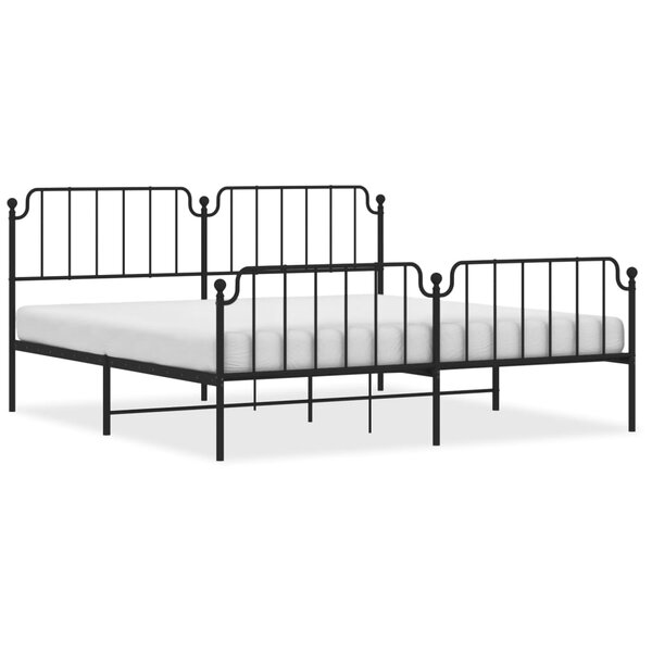vidaXL Cadre de lit métal avec tête de lit/pied de lit noir 193x203 cm