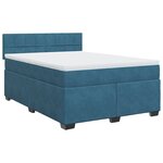 vidaXL Sommier à lattes de lit et matelas Bleu foncé 140x190cm Velours