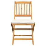 vidaXL Chaises de jardin pliantes avec coussin blanc  6 pièces en bois d'acacia solide.