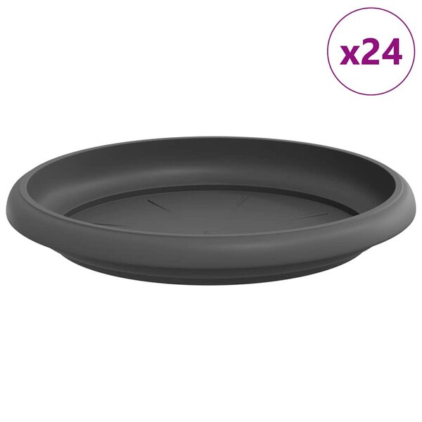 vidaXL Plateau à fleurs rond 24 Pièces Noir Ø 15 5 x 2 cm Plastique
