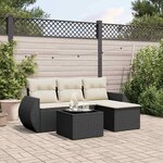 vidaXL Salon de jardin 5 Pièces avec coussins noir résine tressée