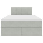 vidaXL Lit de Rangement avec matelas Gris clair 120 x 190 cm Velours