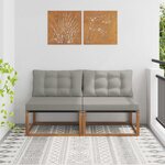 vidaXL 2 Pièce Sofa de milieu extérieur Bois d'Acacia Massif Naturel